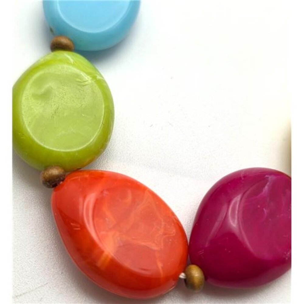 Vintage Lucite Necklace Colorful Marbled Oval Beads 36 In Fruit Salad Statement - Picture 2 of 8